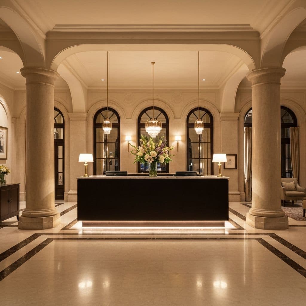 Hotel reception at Serene Vista Hotel